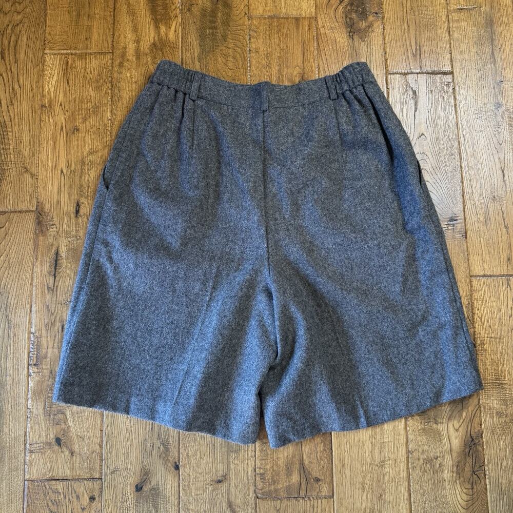 Vintage Kim Rogers Wool Blend Pleated Shorts Lined Grey High-Waisted Size 16 - Picture 7 of 7
